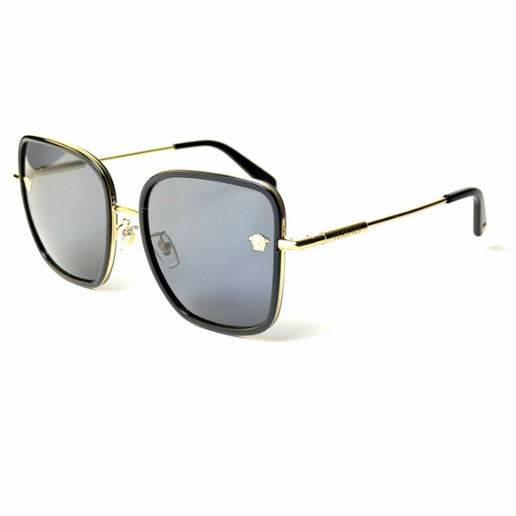 Versace Mod 2247D 1438/87 Black and Gold Square Sunglasses Authentic - Picture 7 of 10